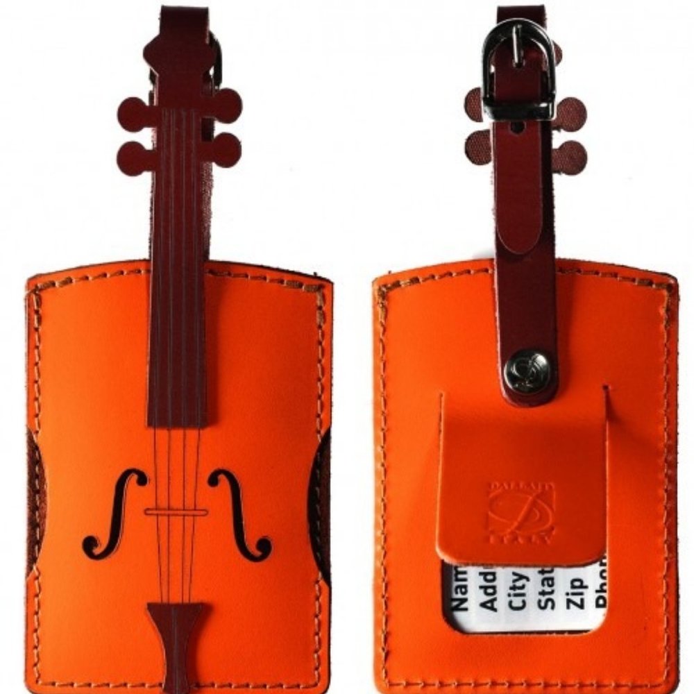 Leather and Suede Violin Luggage Tag - Music Gift